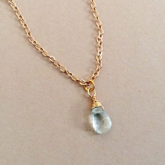 Natural Aquamarine Gold Plated Necklace & Earrings - Picture 13 of 16